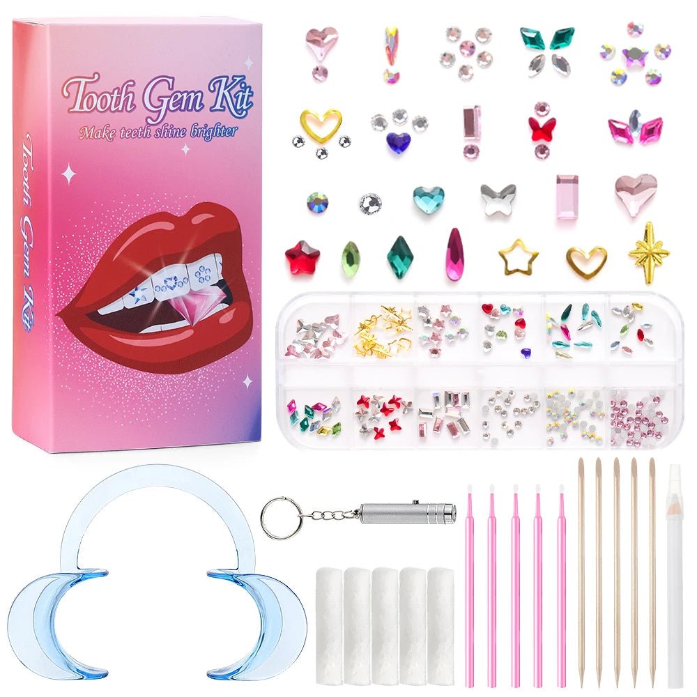 Tooth Gem Kits Professionally Decorate Your Teeth Gold Tooth Gems - QIAO CrystalQIAO CrystalQIAO Crystal