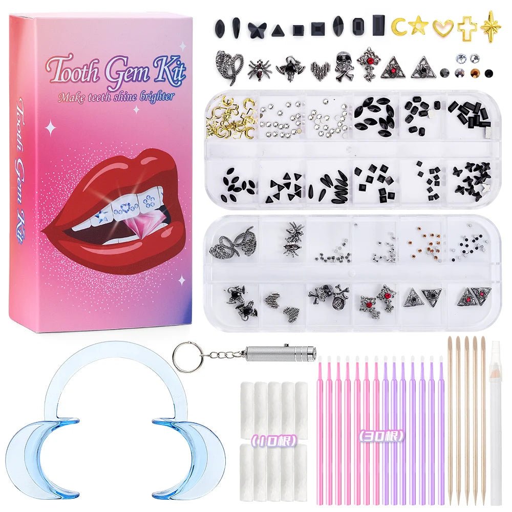 Tooth Gem Kits Professionally Decorate Your Teeth Gold Tooth Gems - QIAO CrystalQIAO CrystalQIAO Crystal
