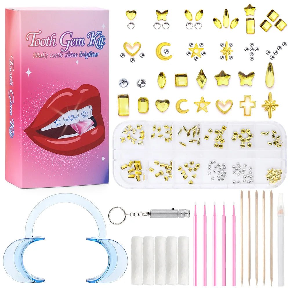 Tooth Gem Kits Professionally Decorate Your Teeth Gold Tooth Gems - QIAO CrystalQIAO CrystalQIAO Crystal