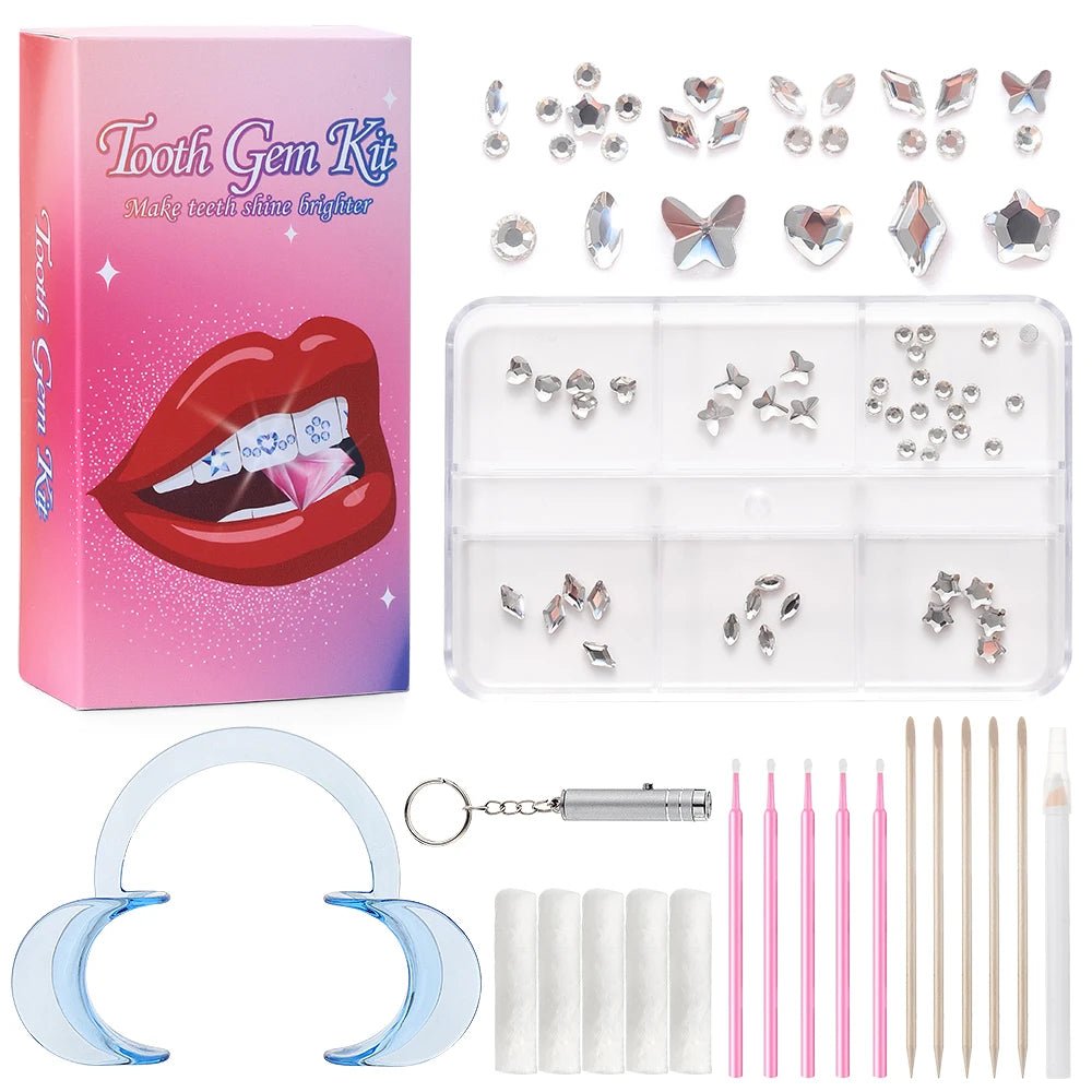 Tooth Gem Kits Professionally Decorate Your Teeth Gold Tooth Gems - QIAO CrystalQIAO CrystalQIAO Crystal