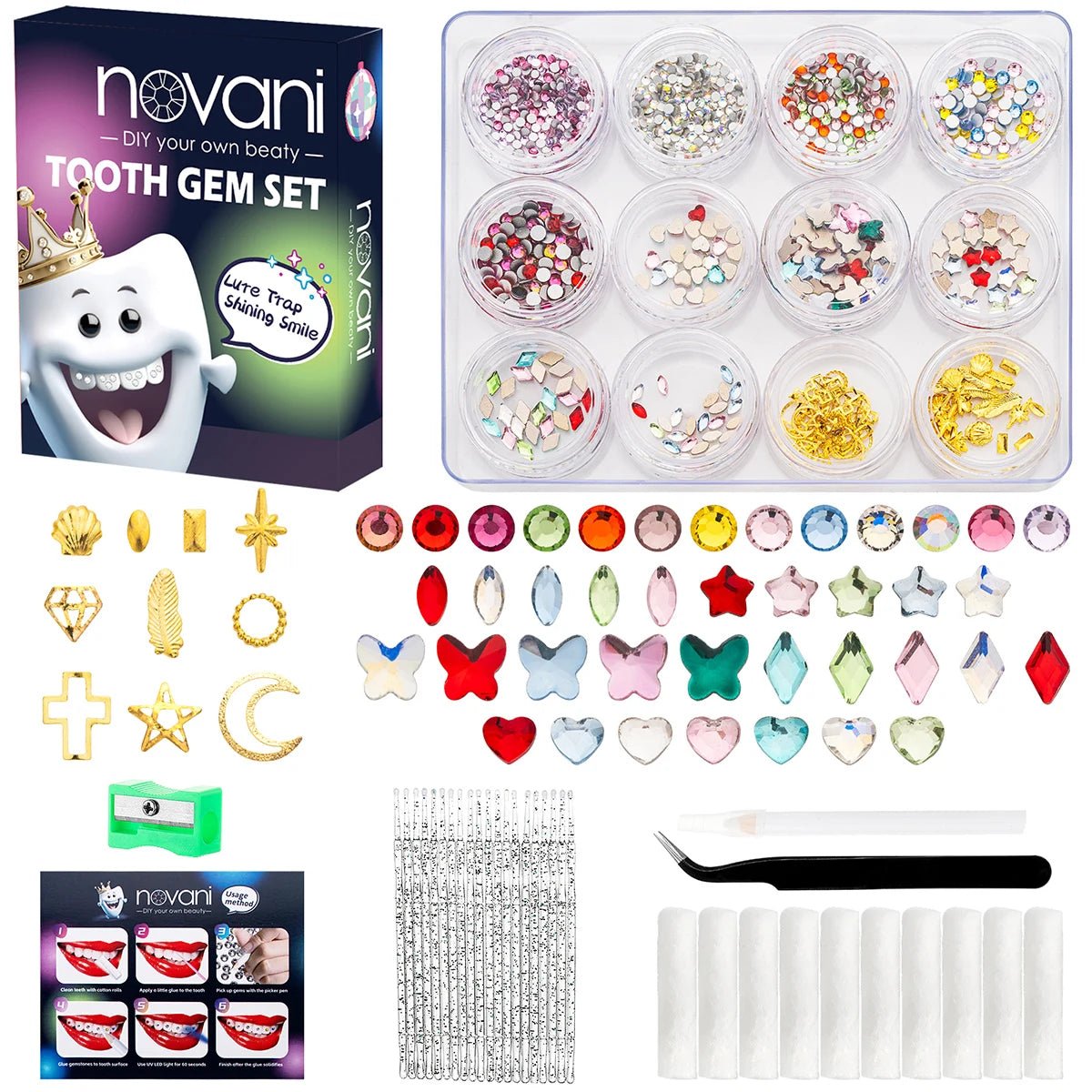 Tooth Gem Kits Professionally Decorate Your Teeth Gold Tooth Gems - QIAO CrystalQIAO CrystalQIAO Crystal