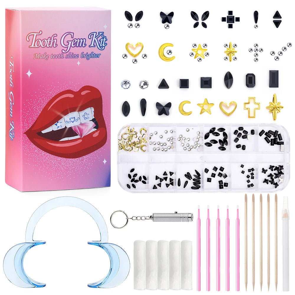 Tooth Gem Kits Professionally Decorate Your Teeth Gold Tooth Gems - QIAO CrystalQIAO CrystalQIAO Crystal