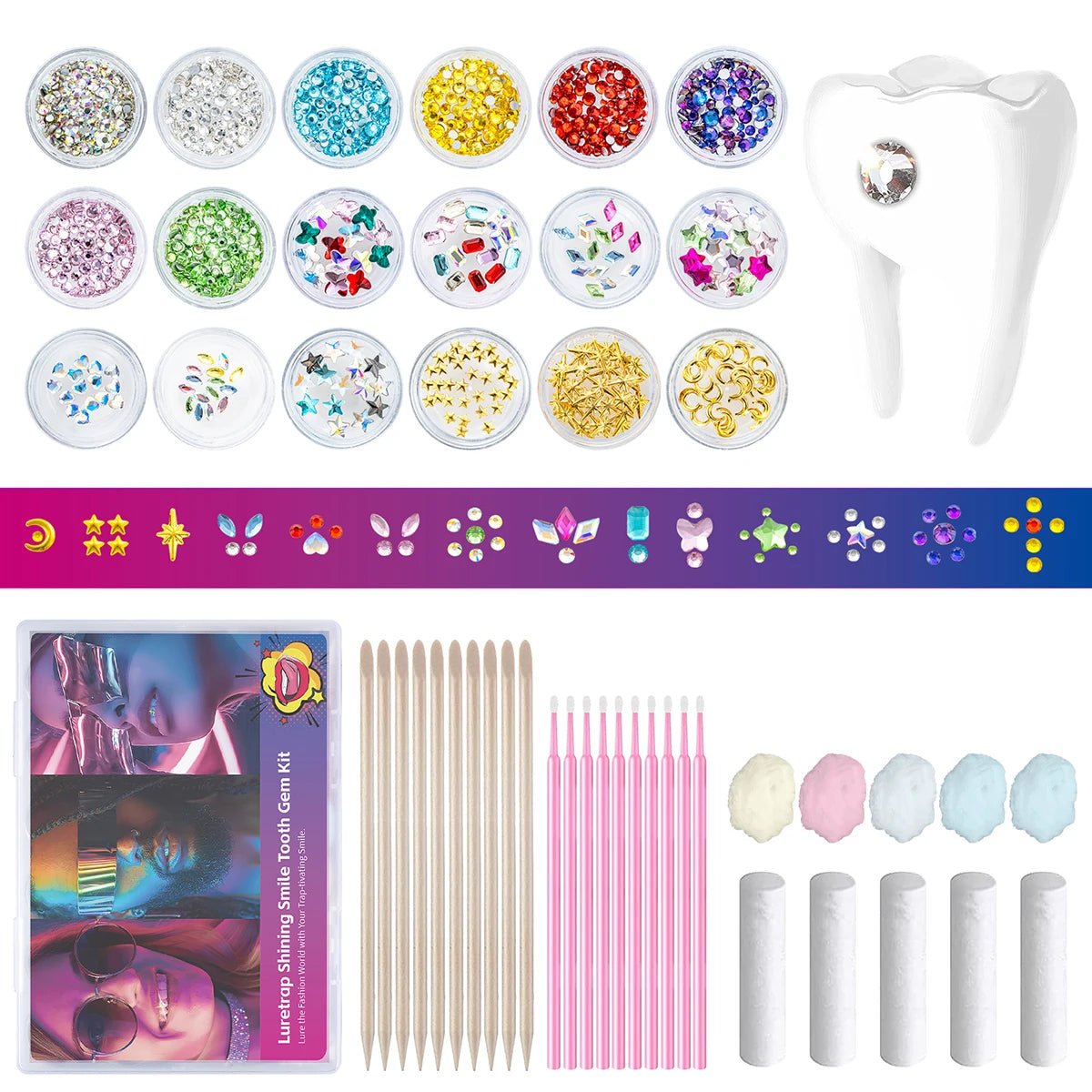 Tooth Gem Kits Professionally Decorate Your Teeth Gold Tooth Gems - QIAO CrystalQIAO CrystalQIAO Crystal