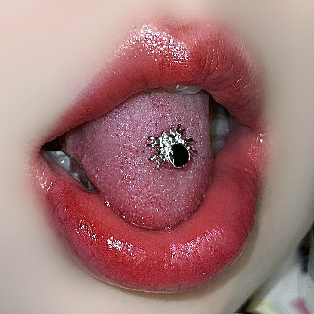 Trendy particular tongue Studs For Women Men Stainless Steel Tongue Lip studs Gothic Piercing Jewelry Straight Barbells Internally Thread Tongue Stud - QIAO Crystal我的商店QIAO Crystal