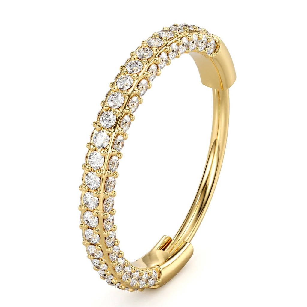 Triple Sided Micro Gem Nose Hoop Ring - Implant Grade Titanium With Sparkling CZ Gems on All Sides - 20G Hypoallergenic Piercing Jewelry Cubic Zirconia - QIAO Crystal我的商店QIAO Crystal