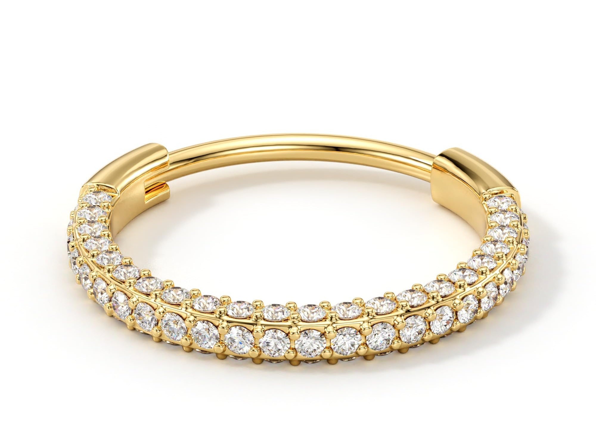 Triple Sided Micro Gem Nose Hoop Ring - Implant Grade Titanium With Sparkling CZ Gems on All Sides - 20G Hypoallergenic Piercing Jewelry Cubic Zirconia - QIAO Crystal我的商店QIAO Crystal