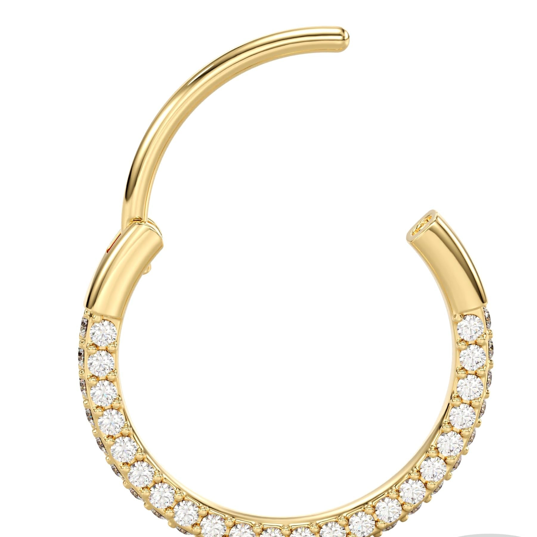 Triple Sided Micro Gem Nose Hoop Ring - Implant Grade Titanium With Sparkling CZ Gems on All Sides - 20G Hypoallergenic Piercing Jewelry Cubic Zirconia - QIAO Crystal我的商店QIAO Crystal