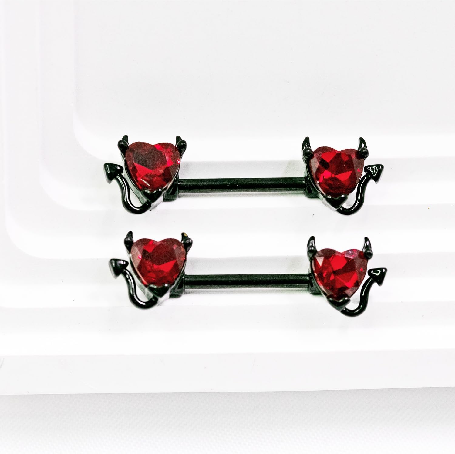 VERAMI 14G 16G Bat Devil Heart Nipple Rings Stainless Steel Heart Nipple Barbell Rings Tongue Rings Body Piercing for Women Men - QIAO CrystalQIAO CrystalQIAO Crystal