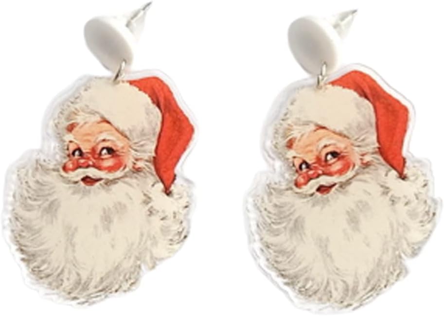 Vintage Christmas Santa Dangle Earrings Funny Cute Gingerbread Man Elf Fawn Charm Earrings Acrylic Resin Fashion Jewelry Holiday Gift Ladies Teens Xmas Party Favors Decor Accessories - 我的商店我的商店我的商店