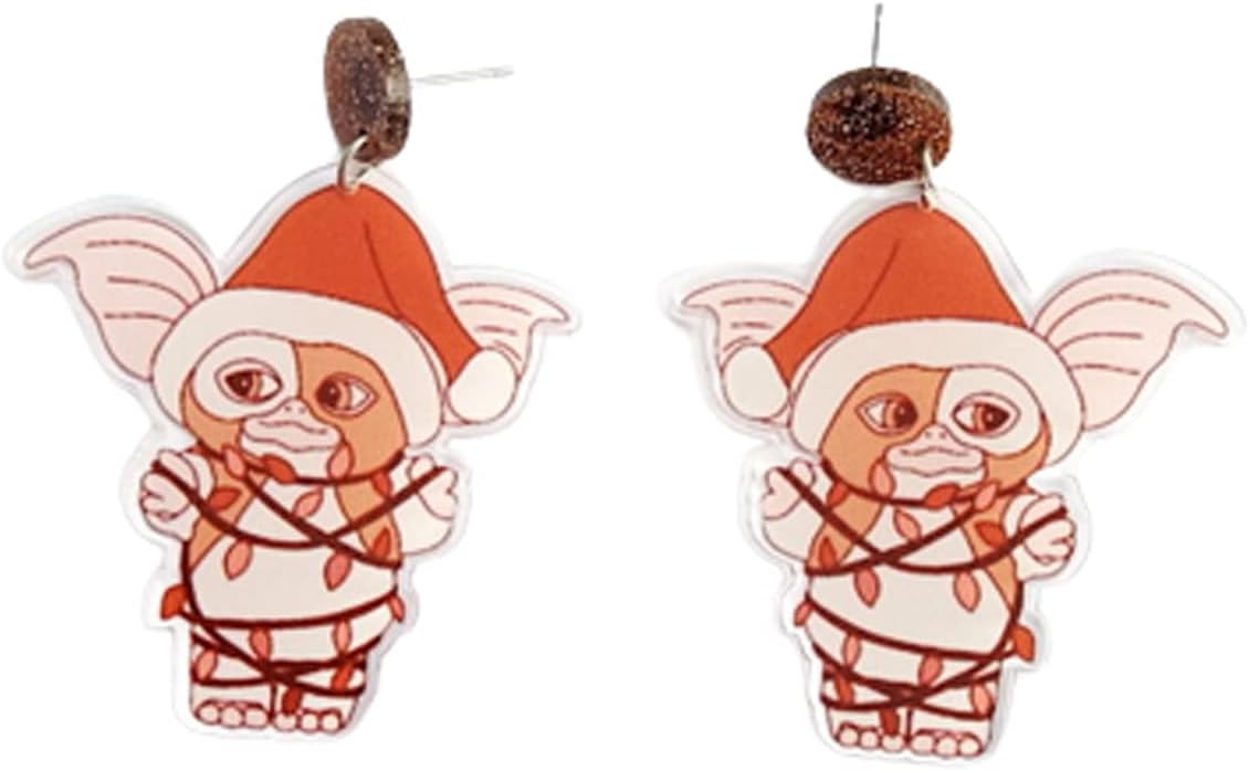 Vintage Christmas Santa Dangle Earrings Funny Cute Gingerbread Man Elf Fawn Charm Earrings Acrylic Resin Fashion Jewelry Holiday Gift Ladies Teens Xmas Party Favors Decor Accessories - 我的商店我的商店我的商店