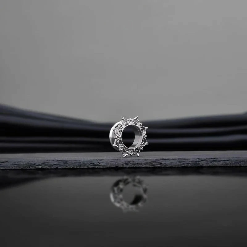 Vintage Gold Plated Flower Ear Plugs Tunnels Gauges Stretcher Piercings Jewelry