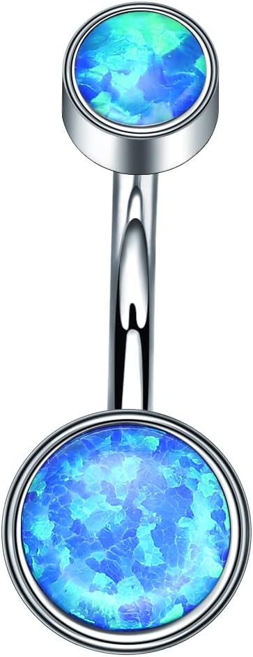 VOJO G23 Titanium Belly Button Rings Cubic Zircon Opal Hypoallergenic Threaded 14G Diamond Navel Body Piercing Jewelry Birthstone for Women - 我的商店我的商店我的商店
