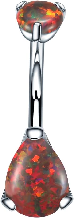 VOJO G23 Titanium Belly Button Rings Cubic Zircon Opal Hypoallergenic Threaded 14G Diamond Navel Body Piercing Jewelry Birthstone for Women - 我的商店我的商店我的商店