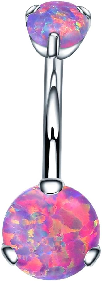 VOJO G23 Titanium Belly Button Rings Cubic Zircon Opal Hypoallergenic Threaded 14G Diamond Navel Body Piercing Jewelry Birthstone for Women - 我的商店我的商店我的商店