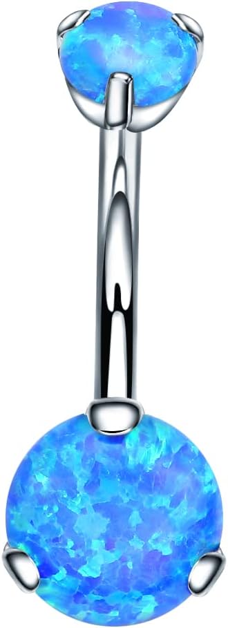 VOJO G23 Titanium Belly Button Rings Cubic Zircon Opal Hypoallergenic Threaded 14G Diamond Navel Body Piercing Jewelry Birthstone for Women - 我的商店我的商店我的商店