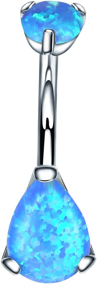VOJO G23 Titanium Belly Button Rings Cubic Zircon Opal Hypoallergenic Threaded 14G Diamond Navel Body Piercing Jewelry Birthstone for Women - 我的商店我的商店我的商店