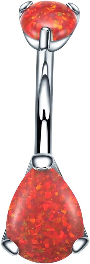 VOJO G23 Titanium Belly Button Rings Cubic Zircon Opal Hypoallergenic Threaded 14G Diamond Navel Body Piercing Jewelry Birthstone for Women - 我的商店我的商店我的商店