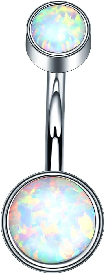 VOJO G23 Titanium Belly Button Rings Cubic Zircon Opal Hypoallergenic Threaded 14G Diamond Navel Body Piercing Jewelry Birthstone for Women - 我的商店我的商店我的商店