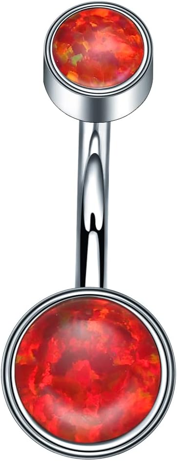 VOJO G23 Titanium Belly Button Rings Cubic Zircon Opal Hypoallergenic Threaded 14G Diamond Navel Body Piercing Jewelry Birthstone for Women - 我的商店我的商店我的商店