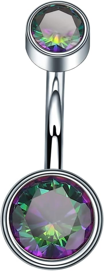 VOJO G23 Titanium Belly Button Rings Cubic Zircon Opal Hypoallergenic Threaded 14G Diamond Navel Body Piercing Jewelry Birthstone for Women - 我的商店我的商店我的商店