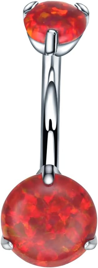 VOJO G23 Titanium Belly Button Rings Cubic Zircon Opal Hypoallergenic Threaded 14G Diamond Navel Body Piercing Jewelry Birthstone for Women - 我的商店我的商店我的商店