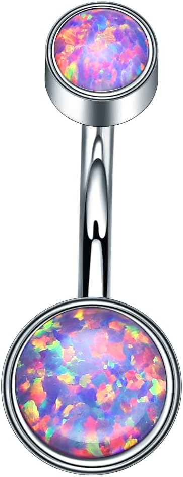 VOJO G23 Titanium Belly Button Rings Cubic Zircon Opal Hypoallergenic Threaded 14G Diamond Navel Body Piercing Jewelry Birthstone for Women - 我的商店我的商店我的商店