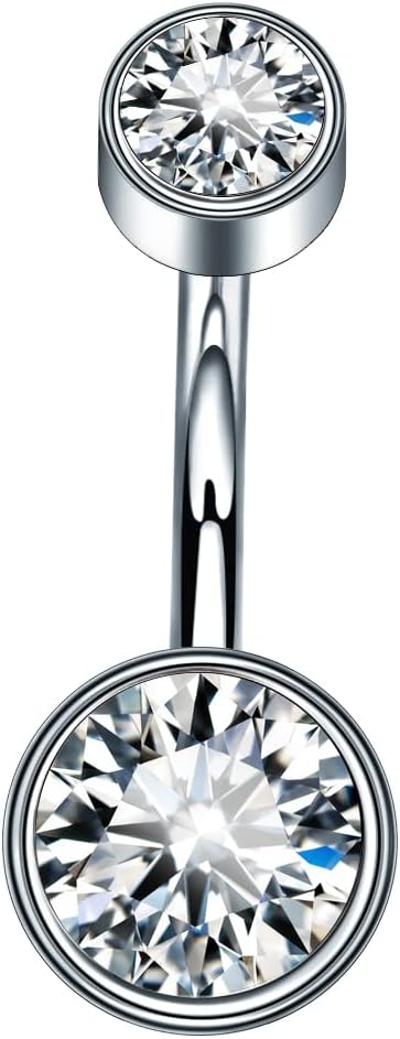 VOJO G23 Titanium Belly Button Rings Cubic Zircon Opal Hypoallergenic Threaded 14G Diamond Navel Body Piercing Jewelry Birthstone for Women - 我的商店我的商店我的商店