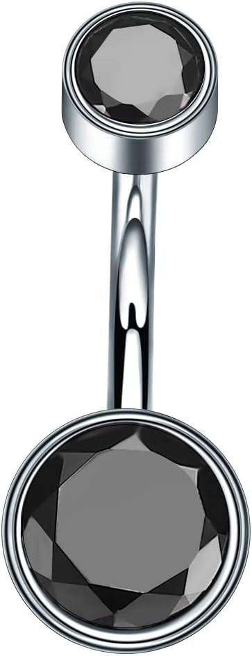 VOJO G23 Titanium Belly Button Rings Cubic Zircon Opal Hypoallergenic Threaded 14G Diamond Navel Body Piercing Jewelry Birthstone for Women - 我的商店我的商店我的商店