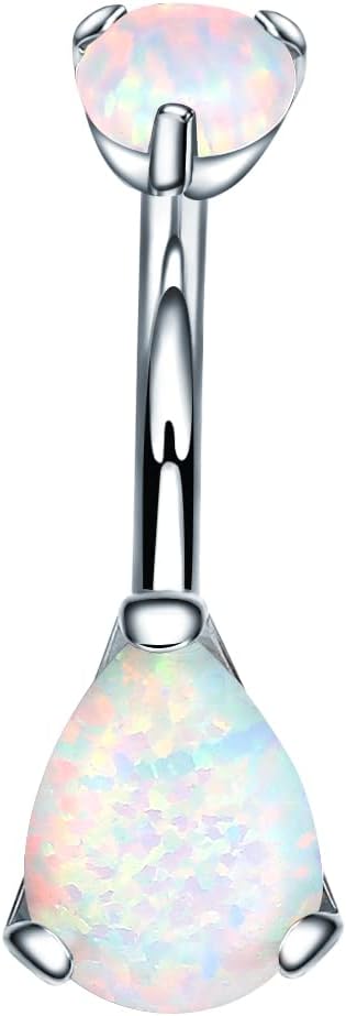 VOJO G23 Titanium Belly Button Rings Cubic Zircon Opal Hypoallergenic Threaded 14G Diamond Navel Body Piercing Jewelry Birthstone for Women - 我的商店我的商店我的商店