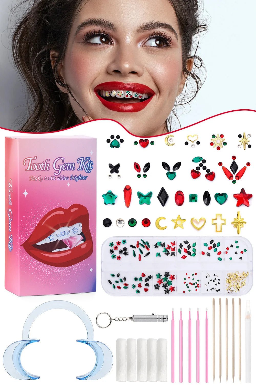 Wholesale New Christmas Day Tooth Art Diamond Jewelry Glass Crystal Tooth Gemstone Set - QIAO CrystalQIAO CrystalQIAO Crystal