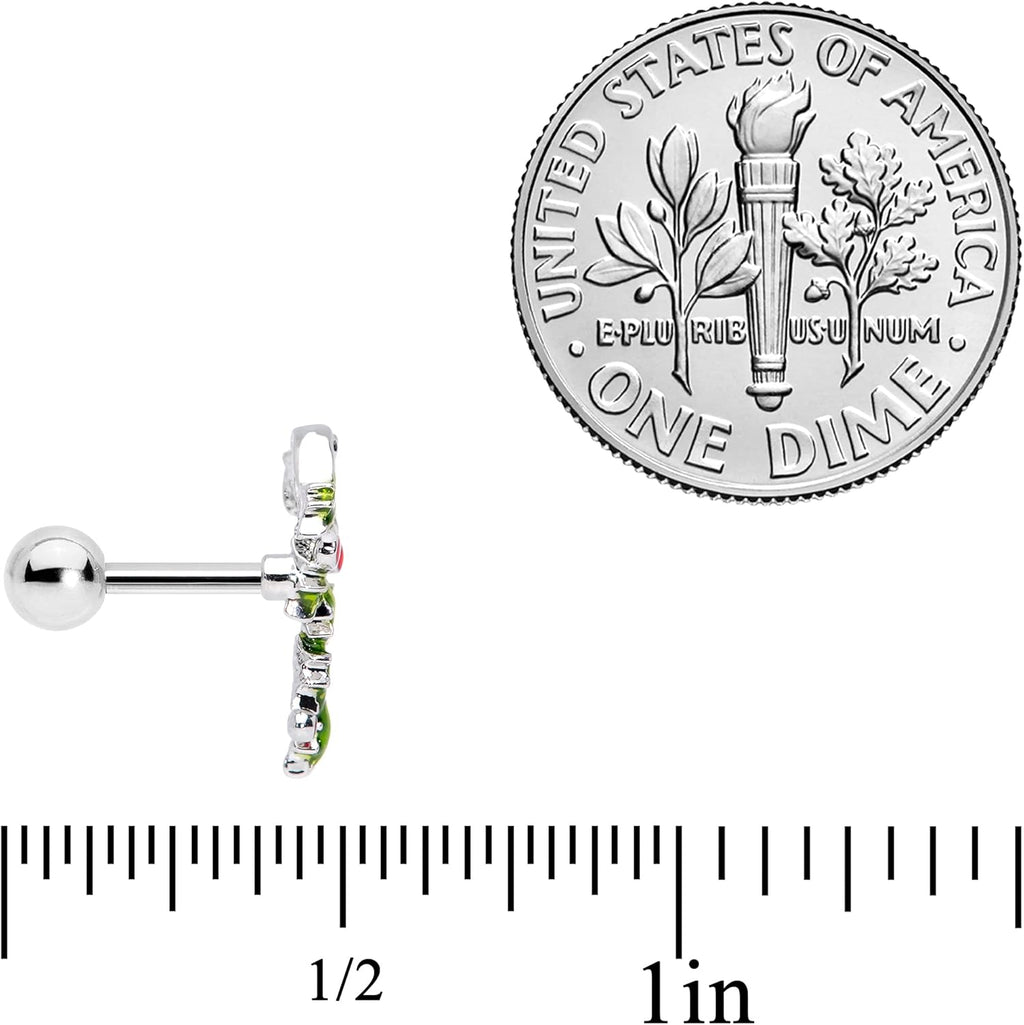 Winter Holiday 16G Womens 316L Stainless Steel Christmas Candy Cane Cartilage Earring Helix Tragus Jewelry 1/4" - 我的商店我的商店我的商店