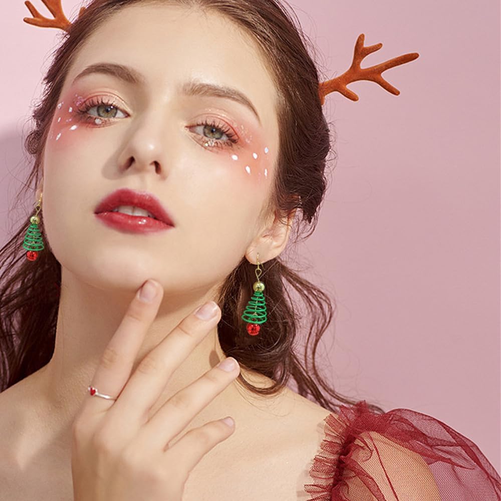 Xmas Tree Jingle Bell Dangle Earrings for Women Girls Cute Charms Red Ball Tinkel Bell Green Wreath Drop Hook Dangling Hypoallergenic Christmas Festival Party Decor Jewelry Gifts for Friend Family - 我的商店我的商店我的商店