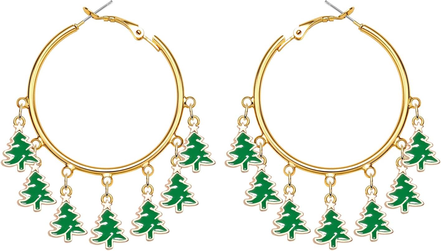 YAHPERN Halloween Thanksgiving Fall Christmas Earrings for Women Festive Holiday Hoop Earrings Costume Party Outfits Holiday Jewelry Gifts - 我的商店我的商店我的商店